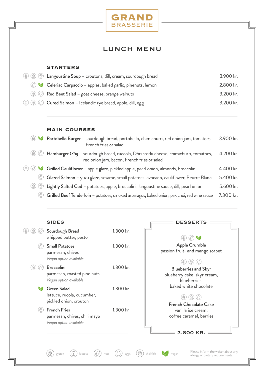Lunch menu 