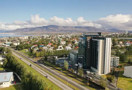 Exterior of Hotel Reykjavik Grand at summer time 